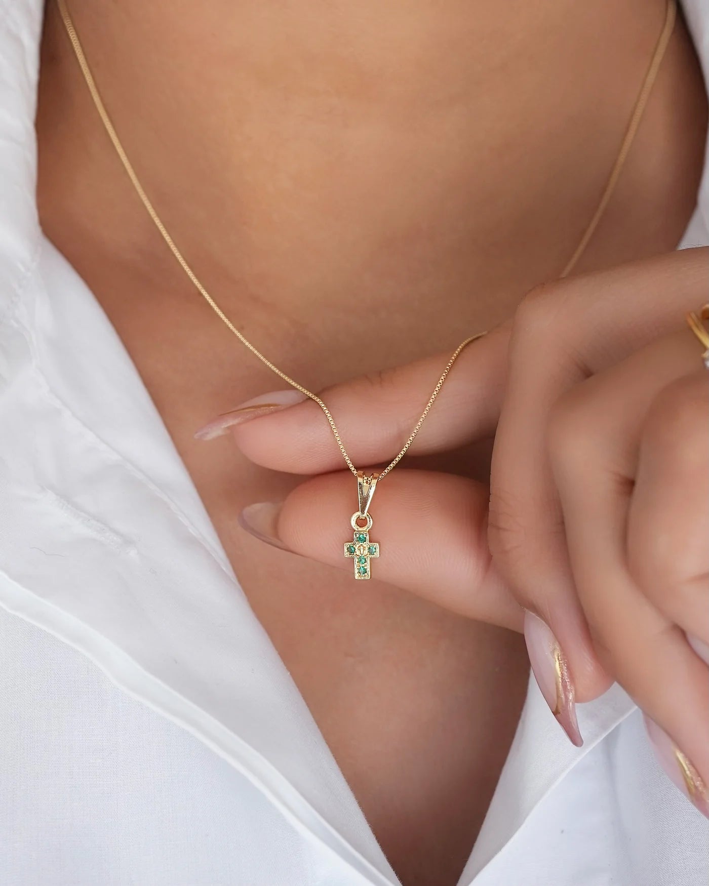 DIJE CRUZ SMALL VERDE ESMERALDA ID: 5230