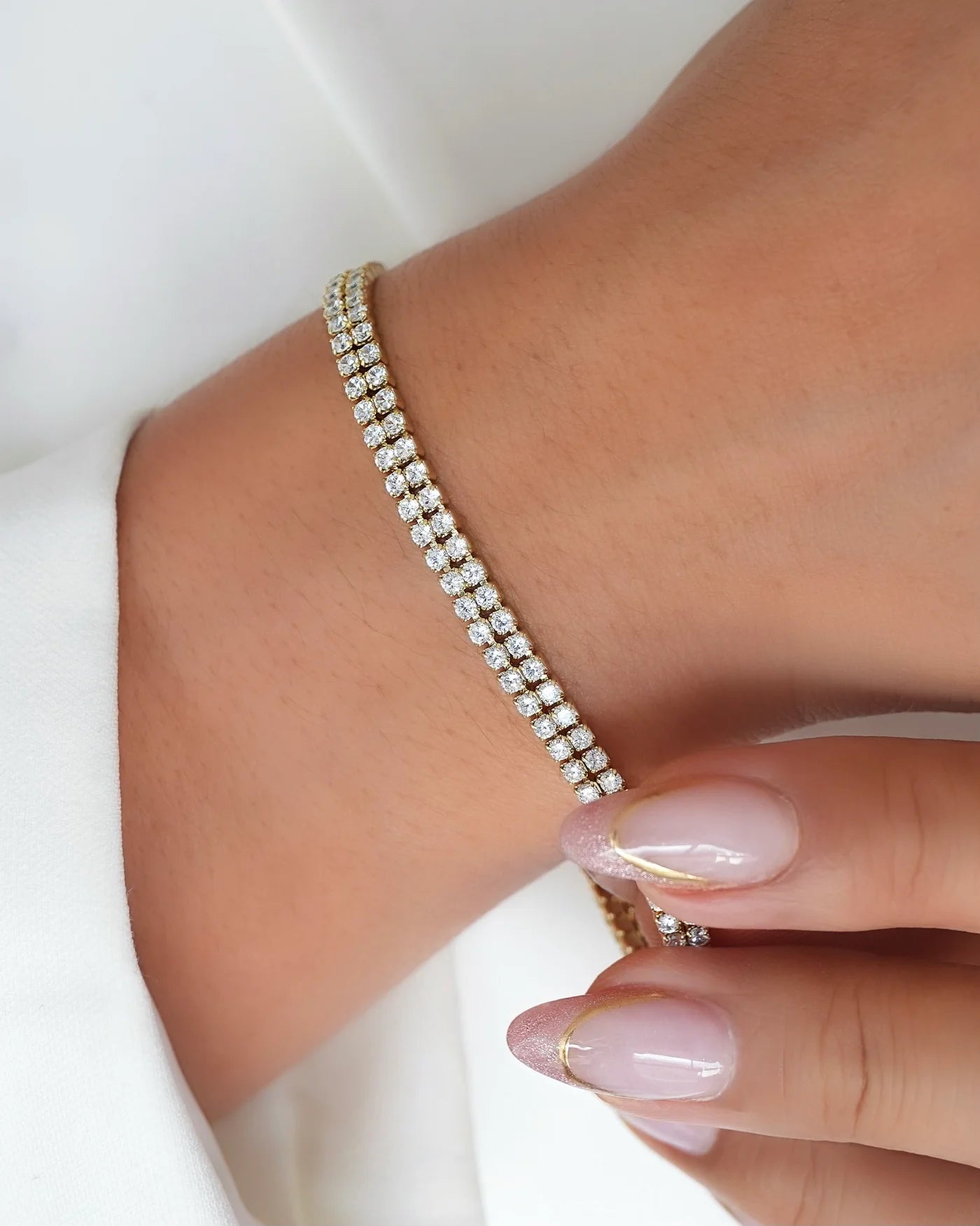 PULSERA TENIS DOBLE CARRIL 17CM + 2CM ID: 5264