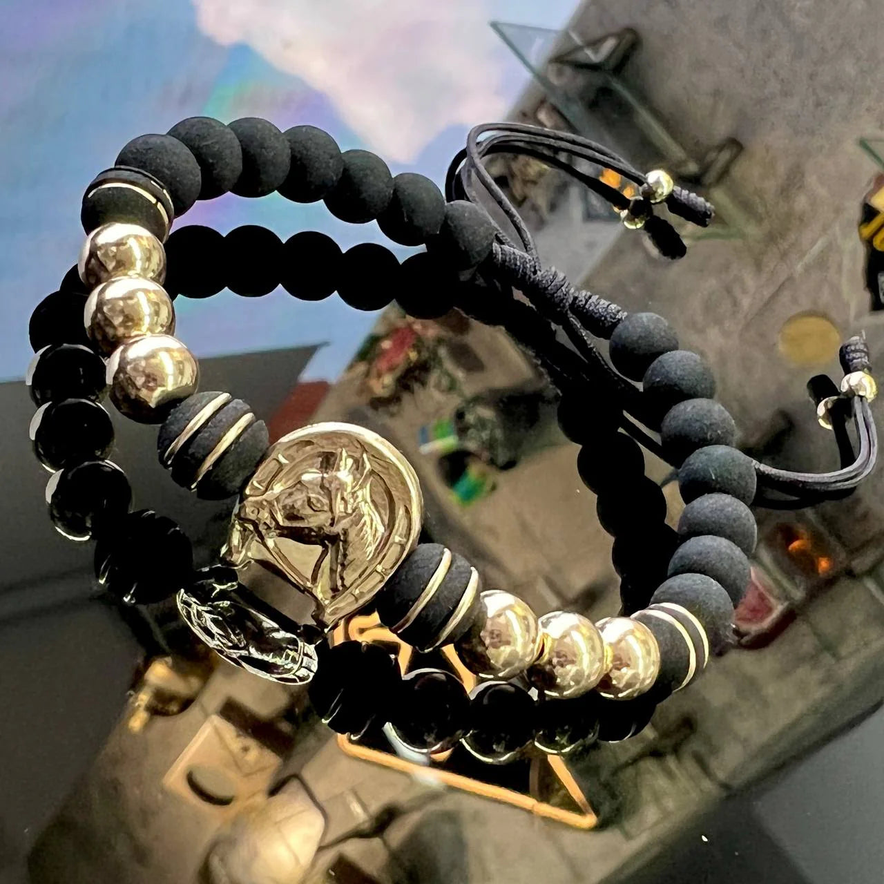 BRAZALETE B6MM HERRADURA CABALLO NEGRO ID: 020283N