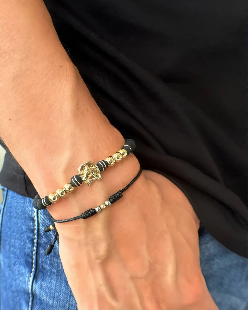 BRAZALETE B6MM HERRADURA CABALLO NEGRO ID: 020283N