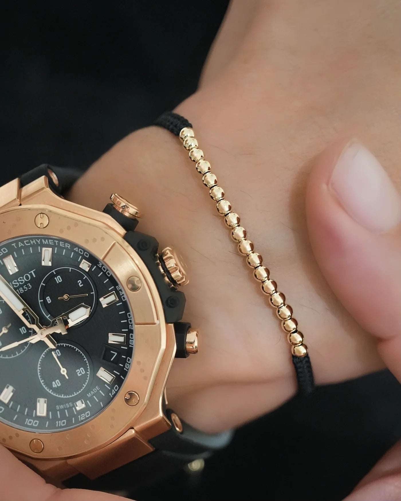 BRAZALETE TEJIDO B3MM CENTRO NEGRO ID: 1645