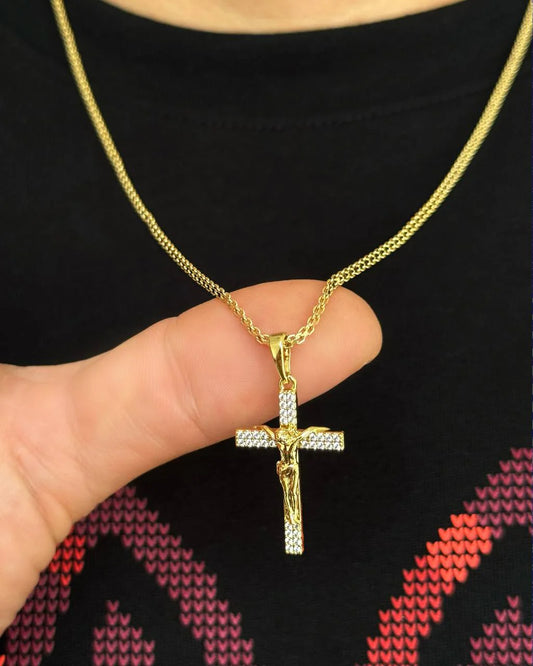 DIJE CRUZ MADERO CRISTALES ID: 4389