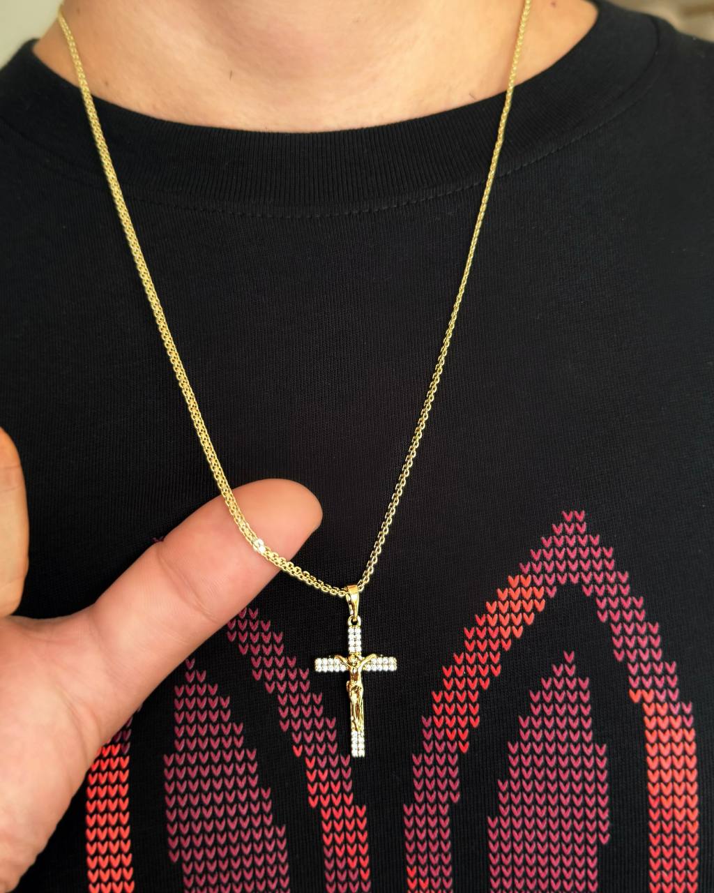 DIJE CRUZ MADERO CRISTALES ID: 4389