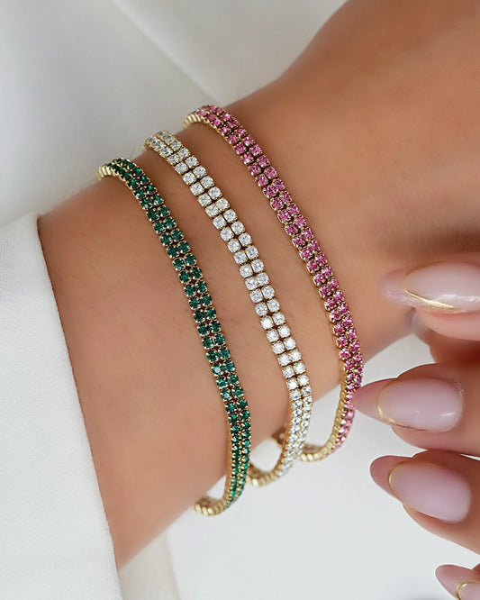 PULSERA TENIS DOBLE CARRIL 17CM + 2CM ID: 5264