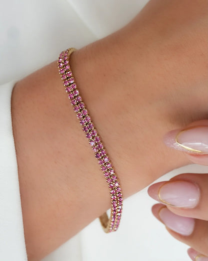 PULSERA TENIS DOBLE CARRIL 17CM + 2CM ID: 5264