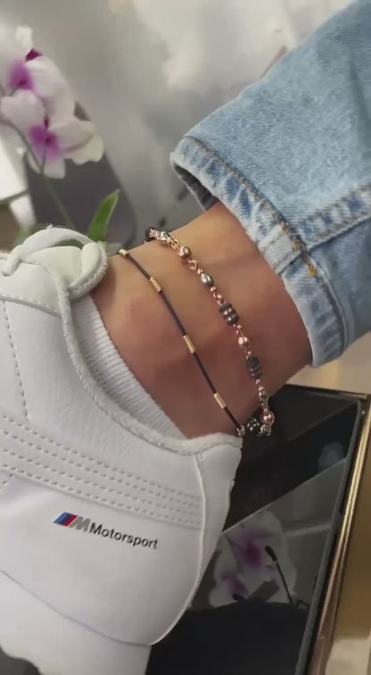 TOBILLERA BARRIL DOBLE CINTA CON OVALO ROSE 25CM ID: 2064212